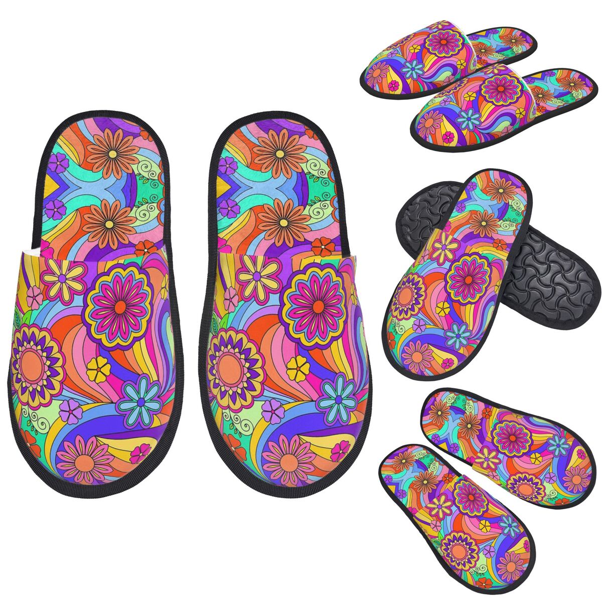 Insole Memory Foam - Мощные тапочки Groovy Psychedelic Flower на
